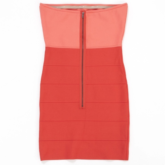 BCBG strapless tube dress size small bandage dress orange color block - Picture 3 of 7